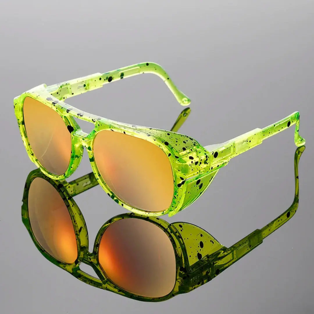 Round translucent frame sunglasses with mirrored lenses lightweight futuristic main character style