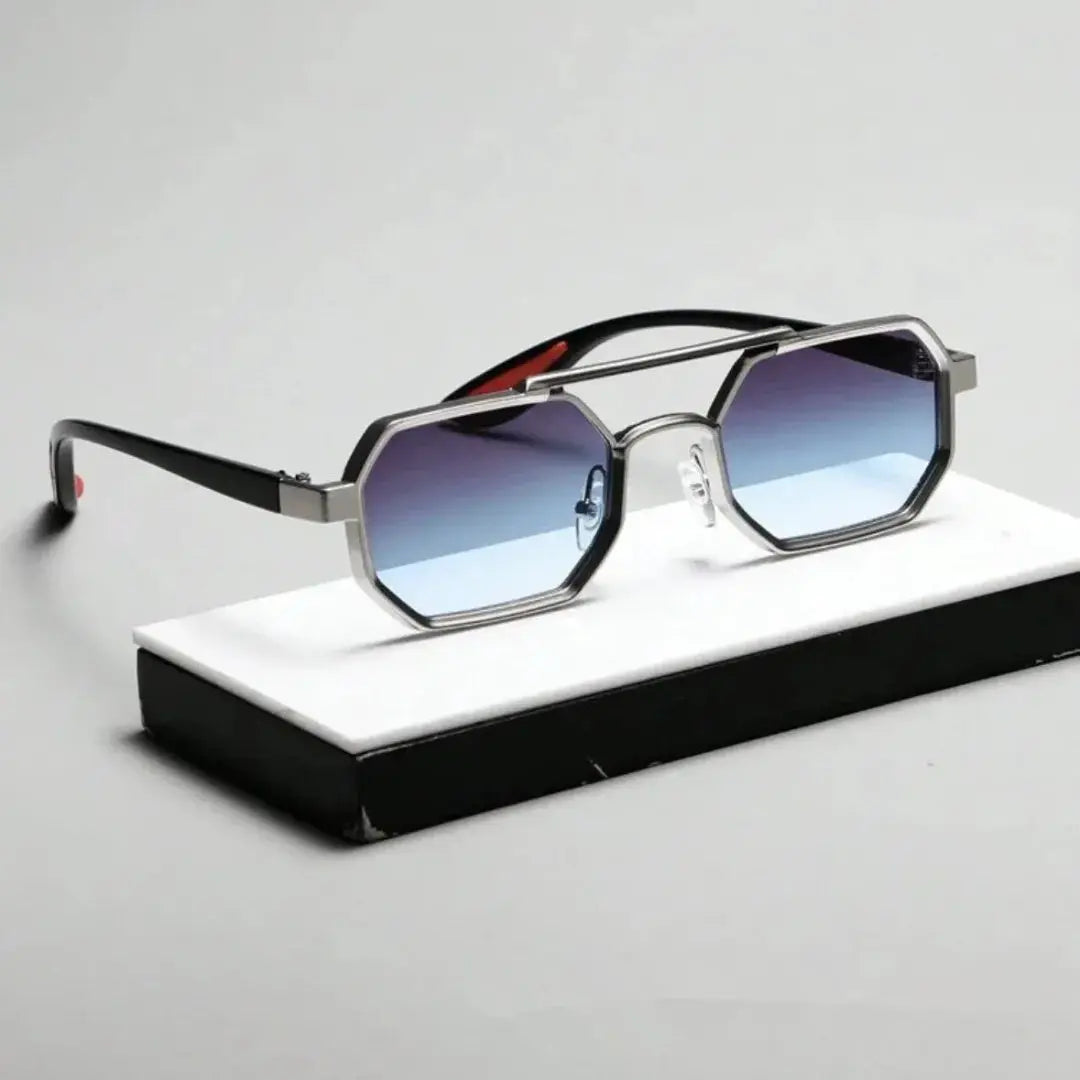 Retro octagonal sunglasses bold geometric unisex frame streetwear black shades vintage-inspired