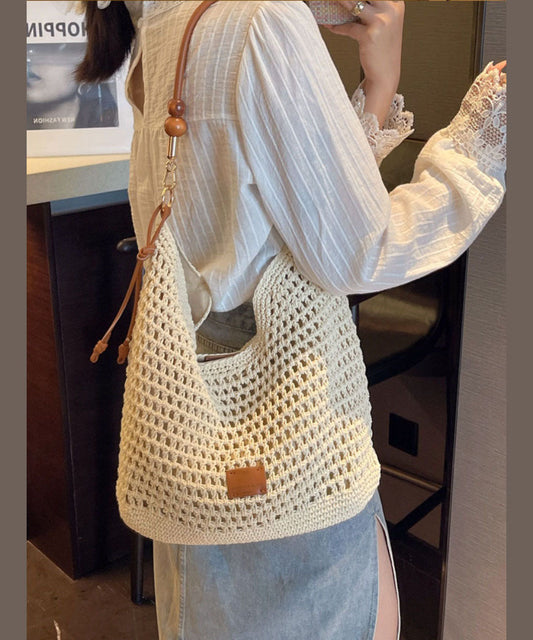 Nouveau sac à bandoulière en paille tissée de grande capacité abricot - Urbann-Vibe