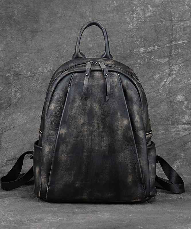 Nouveau sac à dos polyvalent en cuir de veau noir de grande capacité - Urbann-Vibe