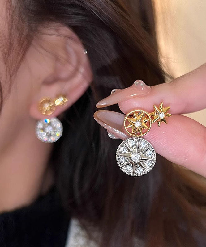 Nouvelles boucles d'oreilles à tige en forme d'étoile à huit branches en cuivre colorblock - Urbann-Vibe