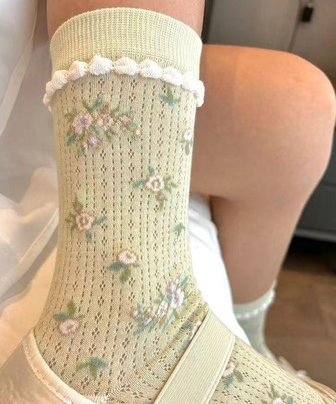 Nouvelles chaussettes mi-mollet en maille de coton jacquard pour l'été - Urbann-Vibe