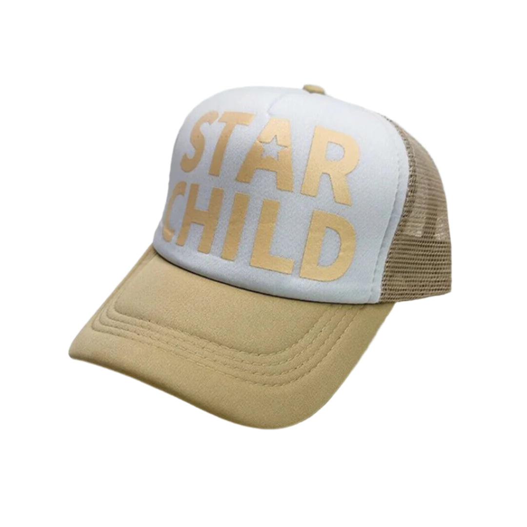 Star Child trucker hat cotton-poly blend adjustable fit bold cosmic front graphic print