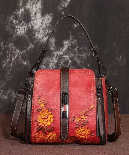 Nouveau sac à bandoulière polyvalent en cuir de veau rouge gaufré - Urbann-Vibe