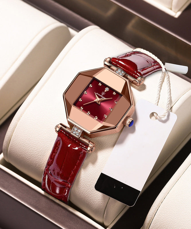 Nouvelles montres en cuir rouge, étanches, mouvement à quartz, verre trempé minéral - Urbann-Vibe