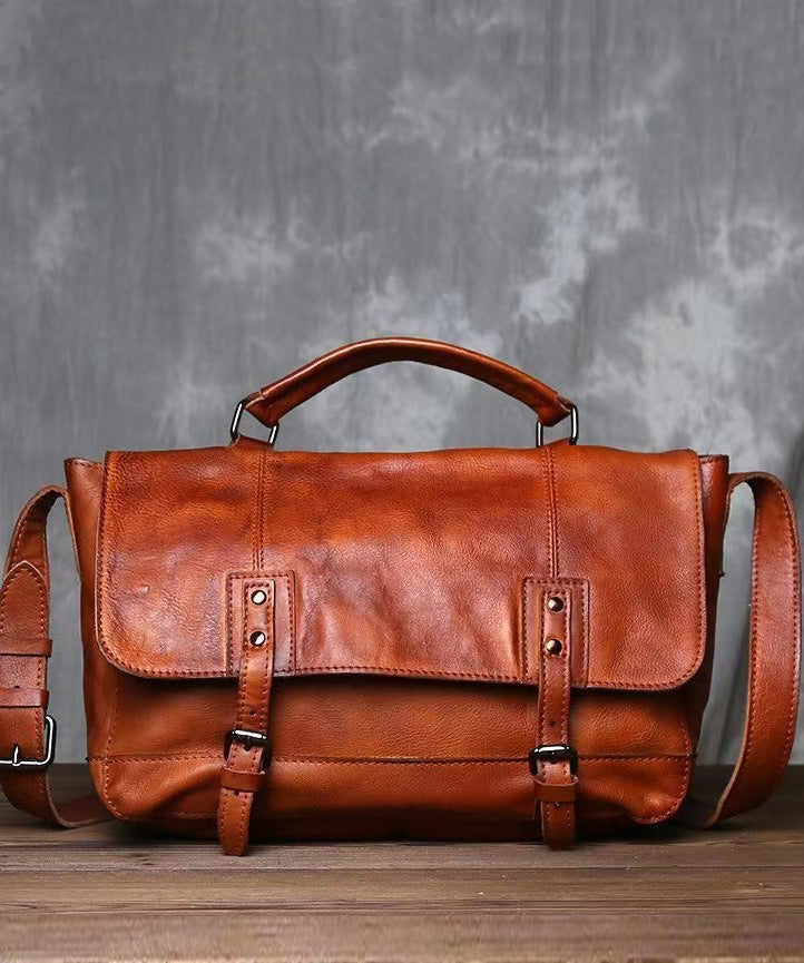 Nouveau sac messager rétro en cuir marron solide et durable - Urbann-Vibe