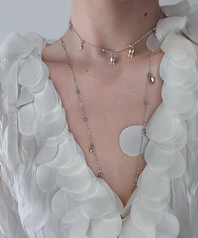 Nouveau collier lariat à pampilles florales en alliage de soie - Urbann-Vibe