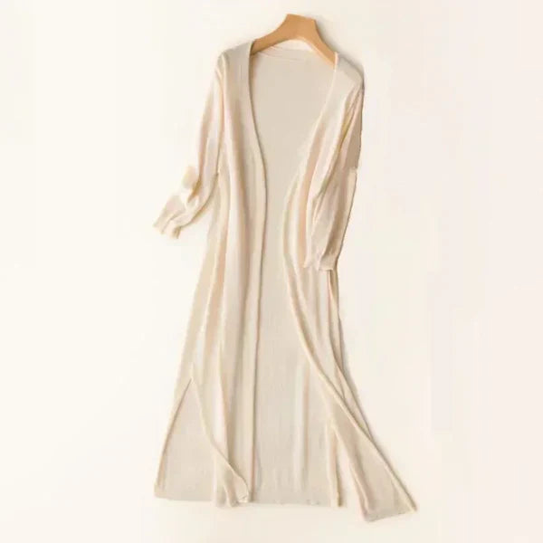 Women's lightweight open-front knit cardigan poncho silhouette breathable draped layer versatile