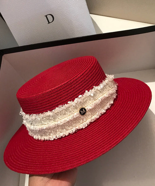 Nouveau chapeau cloche élégant en paille rouge tissée - Urbann-Vibe