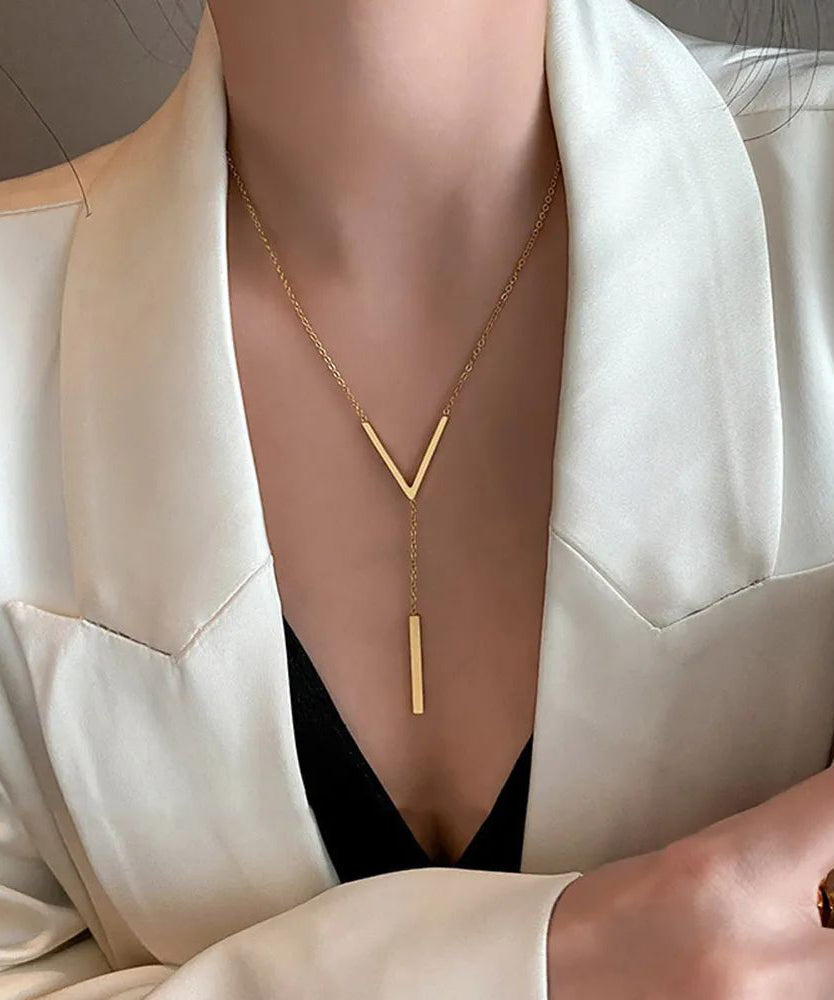 Nouveau collier chaîne longue sexy en forme de V de couleur or - Urbann-Vibe