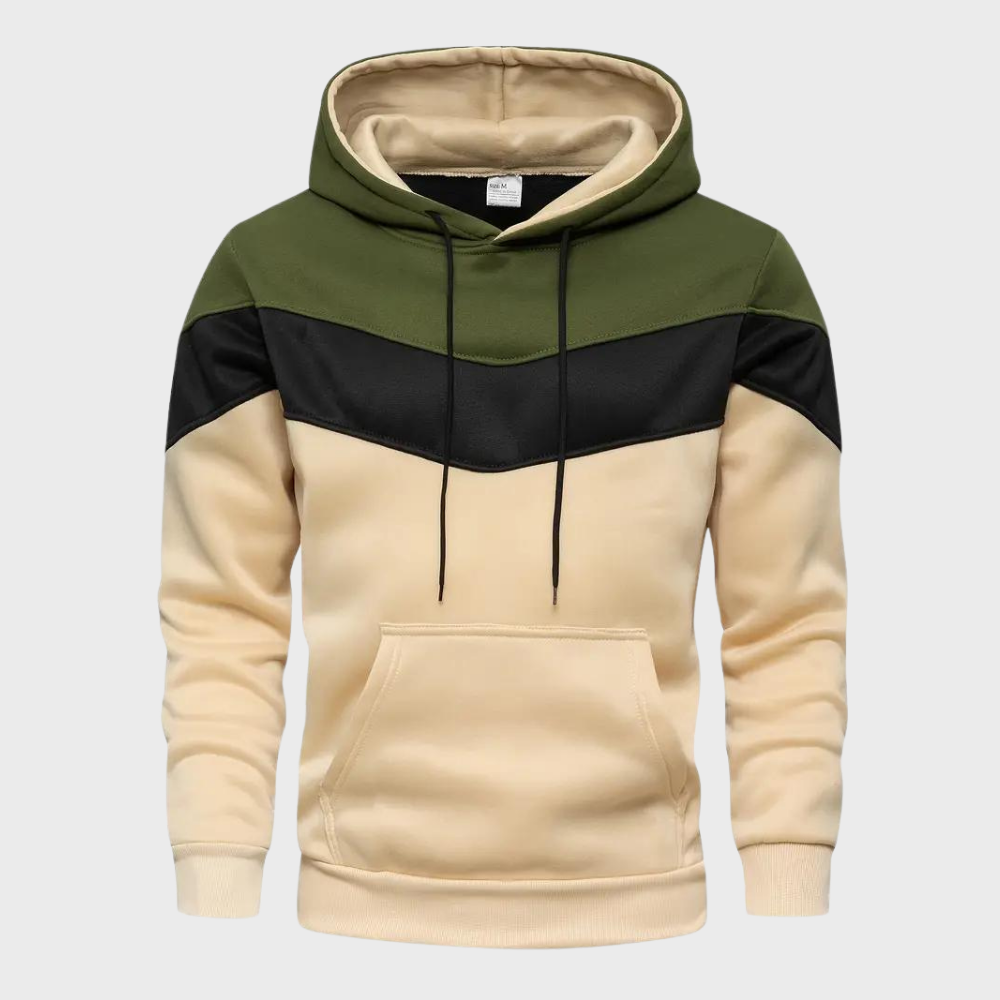 Men's casual grey hoodie with adjustable hood, modern slim fit, soft sustainable fabric for everyday wear