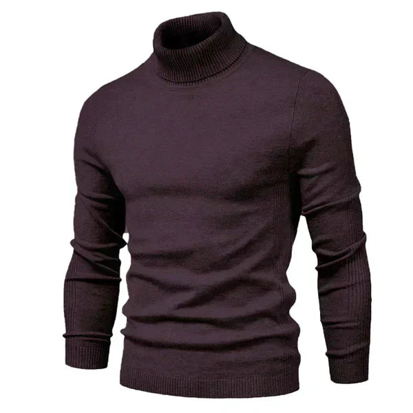 Men's breathable wool turtleneck sweater, soft warm classic silhouette for all-day layering comfort