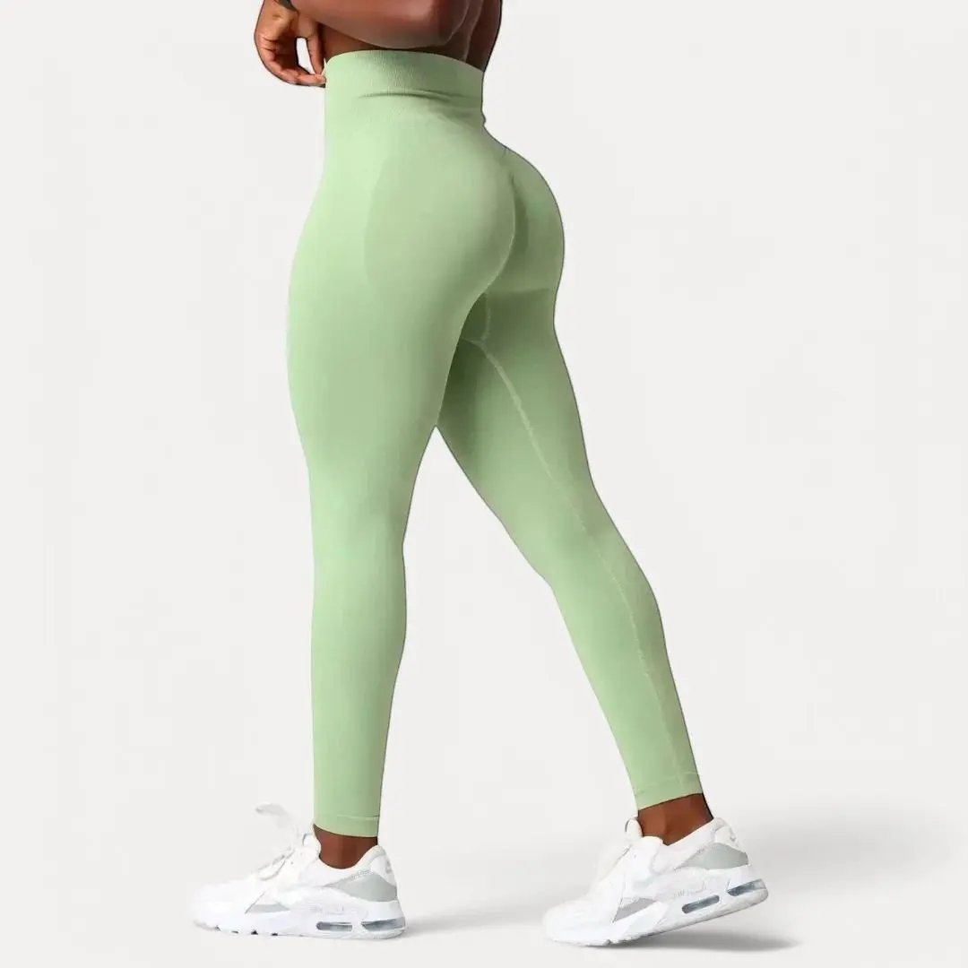 Black high-waisted full-length sculpting leggings with buttery-soft stretch fabric for women
