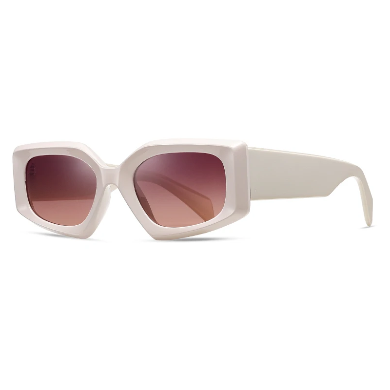 Black oversized angular sunglasses with thick polished temples and UV protection for bold style