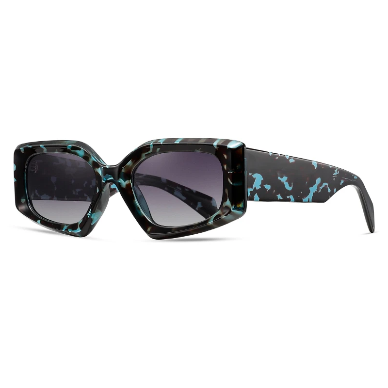 Black oversized angular sunglasses with thick polished temples and UV protection for bold style