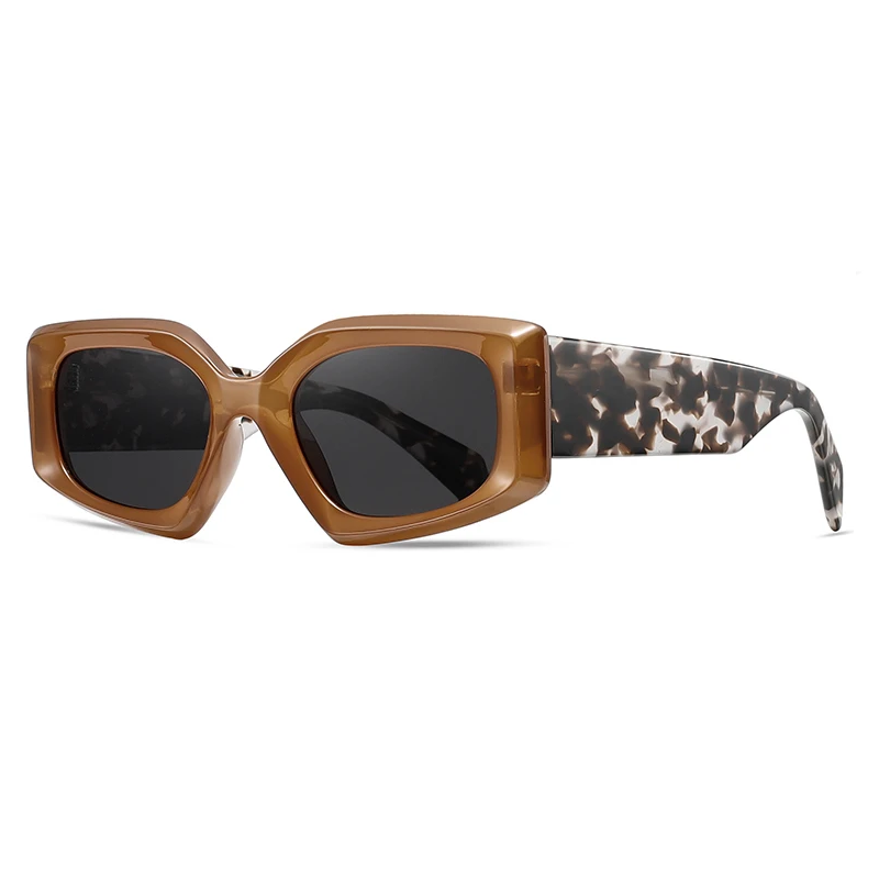 Black oversized angular sunglasses with thick polished temples and UV protection for bold style