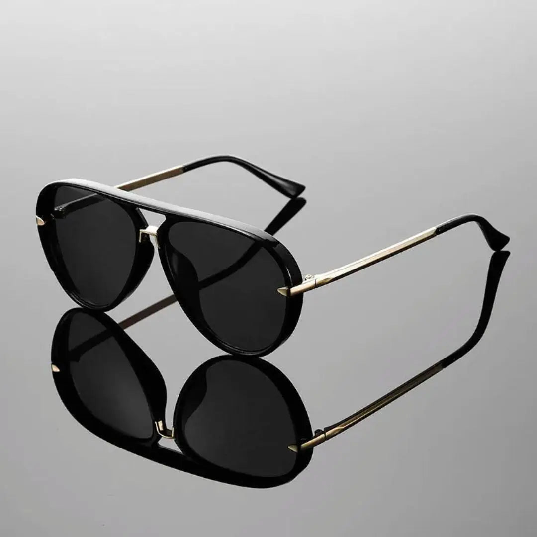 Noreen men's aviator sunglasses polished acetate frame gold-tone temples lightweight timeless style