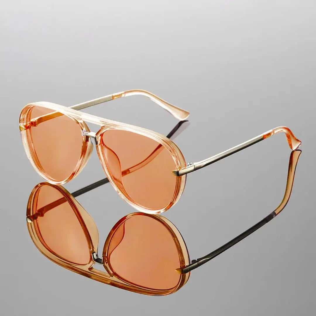 Noreen men's aviator sunglasses polished acetate frame gold-tone temples lightweight timeless style