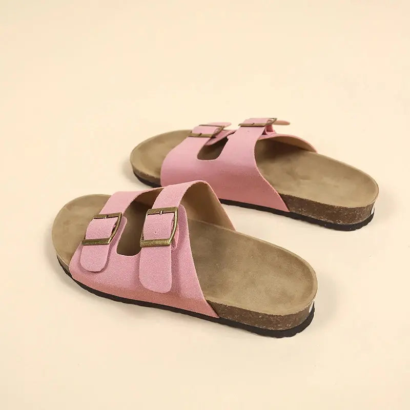 Women's lightweight cork footbed sandals with non-slip sole for indoor outdoor comfort wear