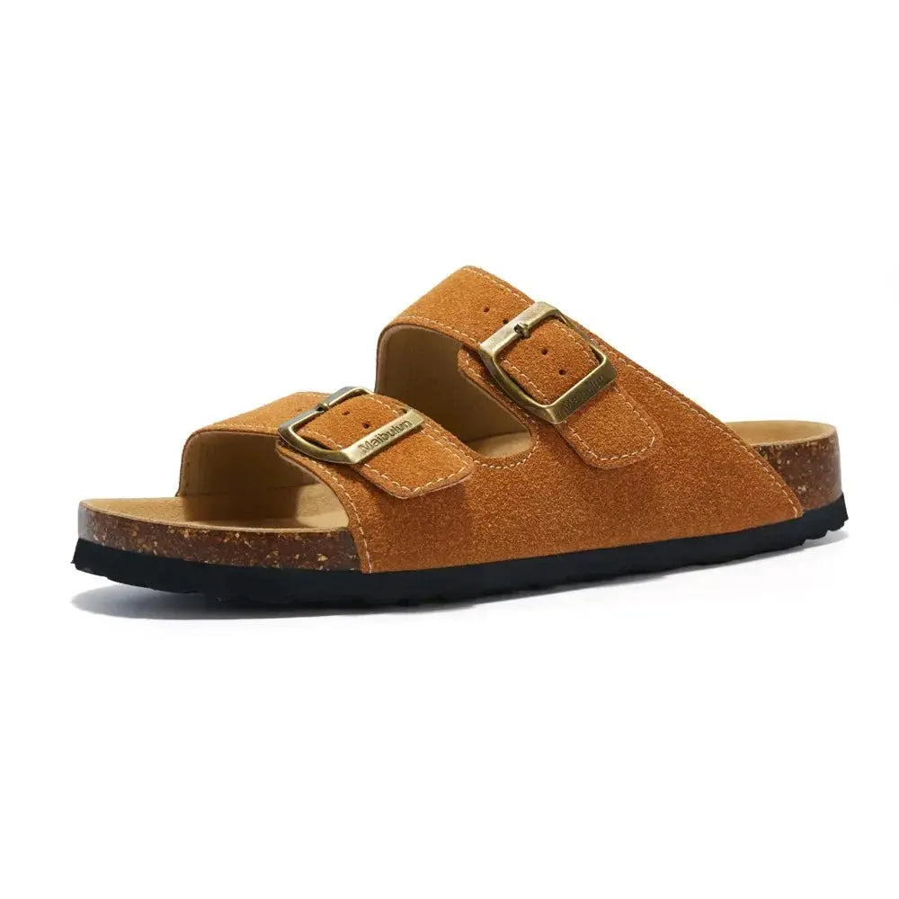 Women's lightweight cork footbed sandals with non-slip sole for indoor outdoor everyday wear