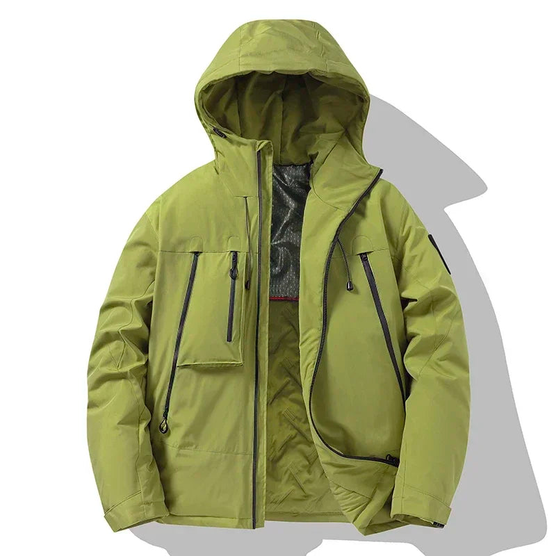 Men's relaxed fit insulated hooded jacket windproof lightweight outdoor warmth casual style
