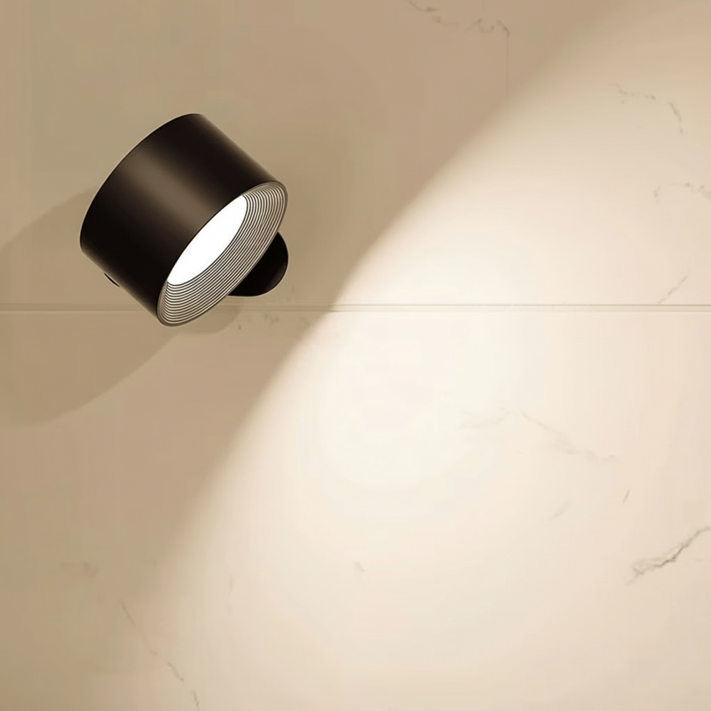 Nordic wooden cordless wall lamp with warm ambient glow, Scandinavian minimalist style, USB-C rechargeable