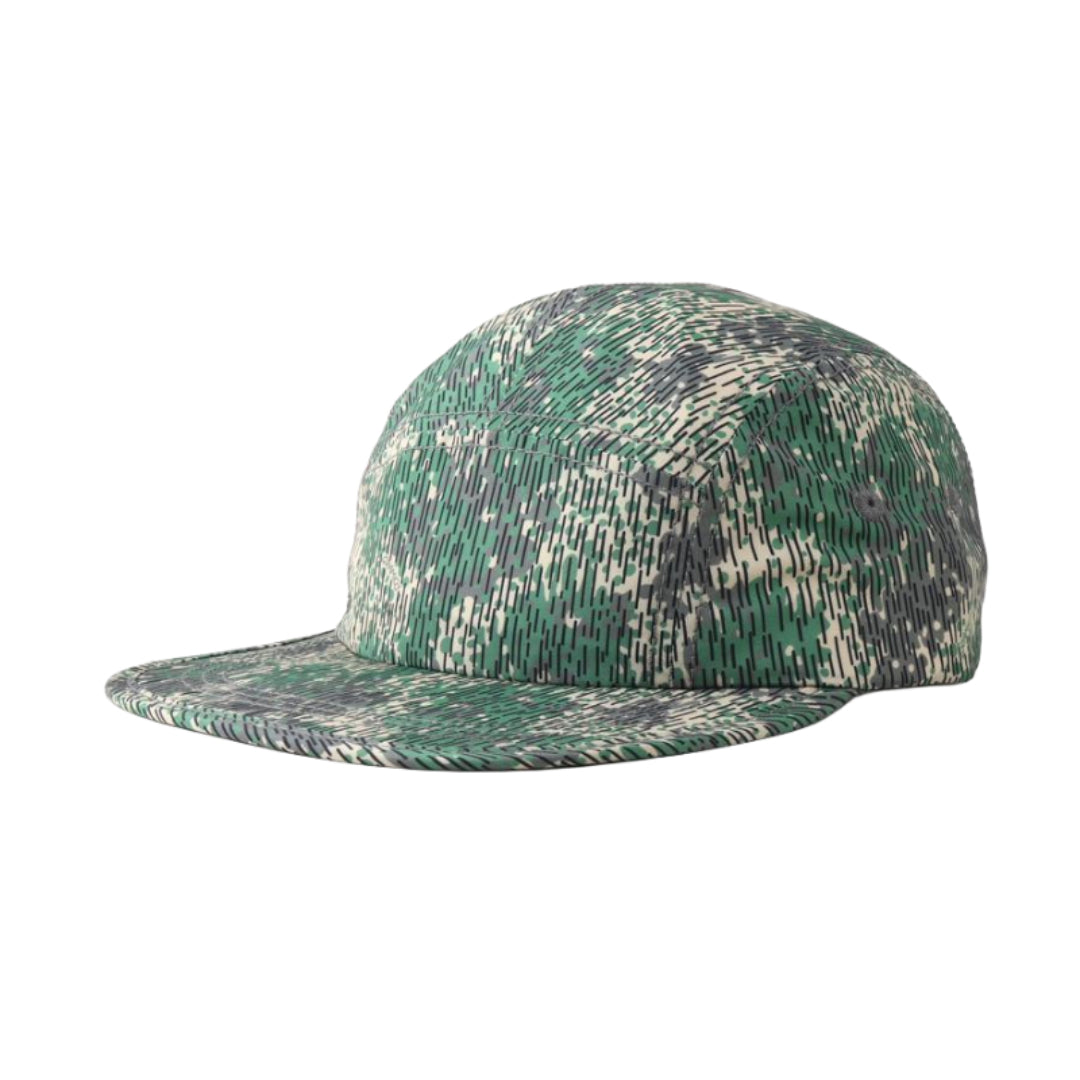 Storm camouflage five-panel flat brim cap in cotton-poly blend for streetwear everyday looks
