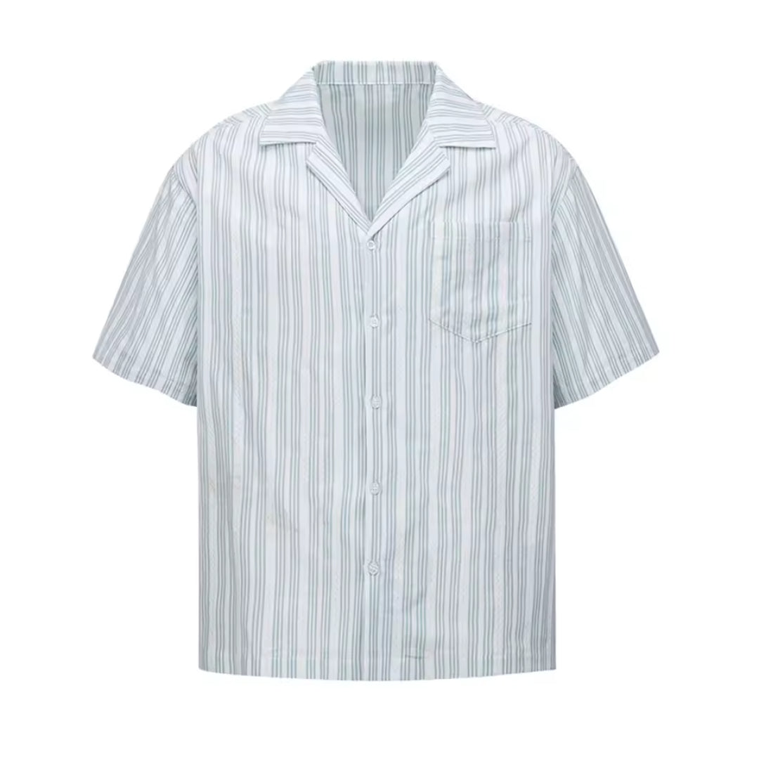 Urbann Vibe Palmside unisex striped camp shirt lightweight cotton-poly breathable relaxed fit casual wear