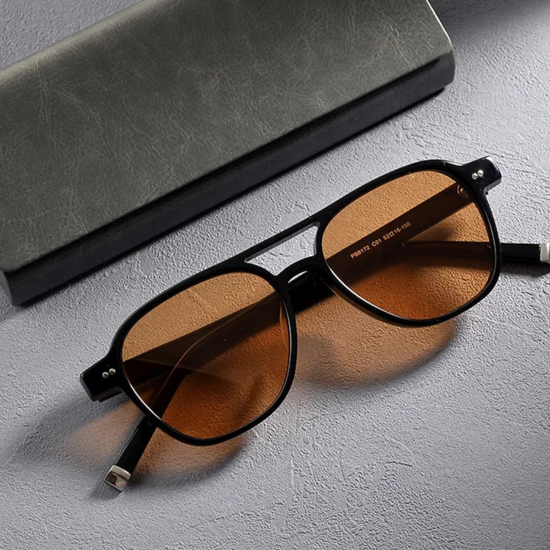 Unisex polarized sunglasses double bridge acetate frame UV400 lightweight sleek modern design