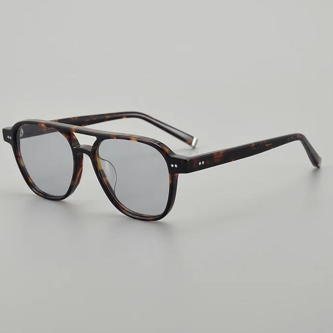 Unisex polarized sunglasses double bridge acetate frame UV400 lightweight sleek modern design