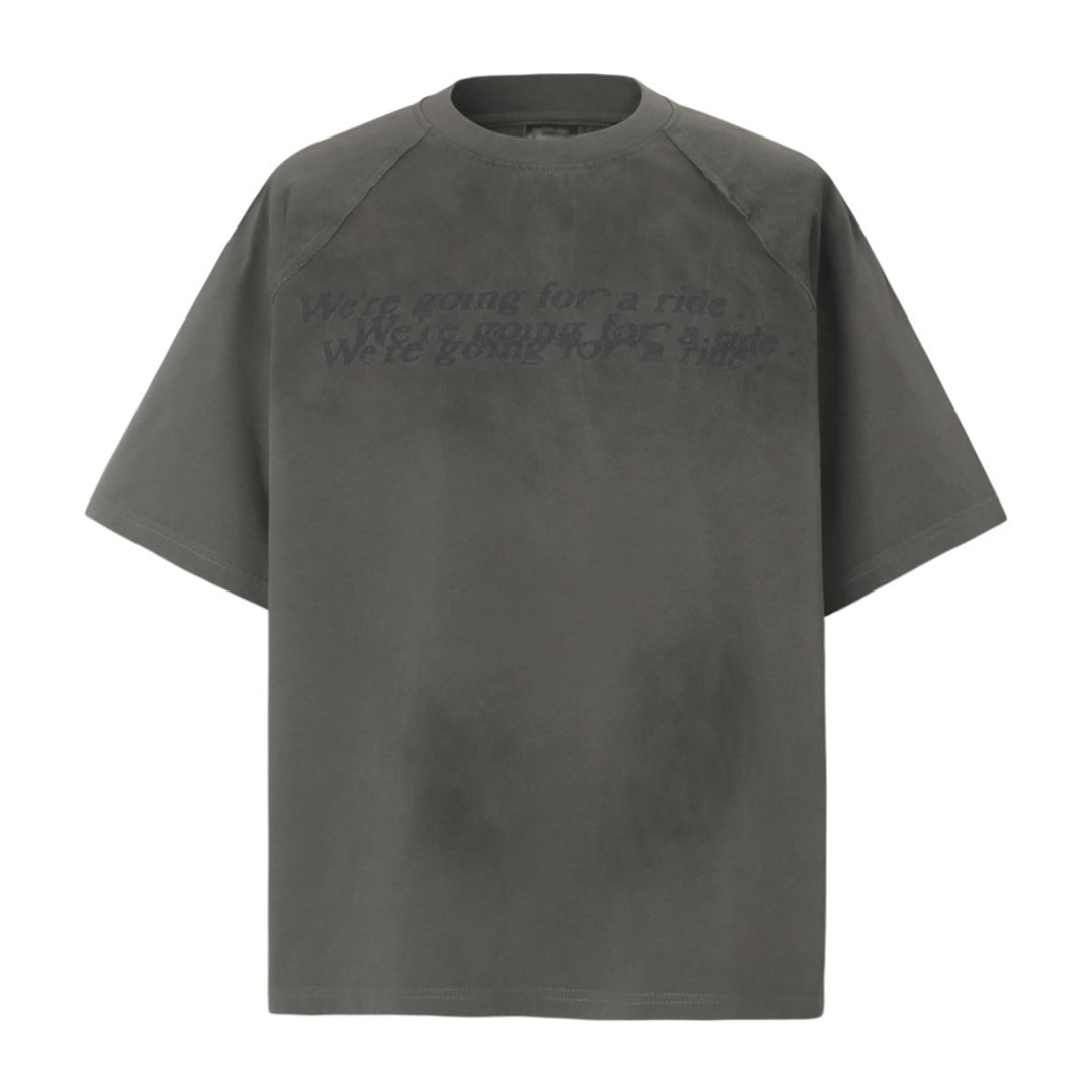 Distressed cotton tee garment-dyed soft-washed round neck edgy refined casual music lover style