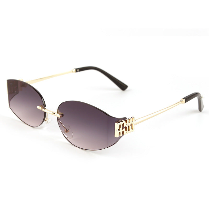 Rimless oval sunglasses UV-protected lenses featherlight minimal arms futuristic trendsetter style