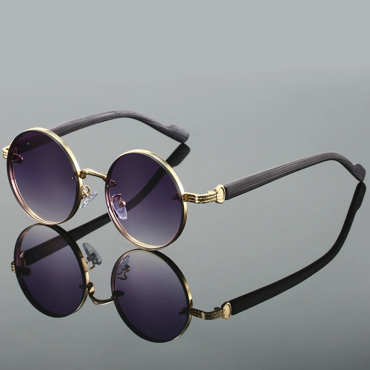 Nova Noir matte black round sunglasses UV400 circular frame retro minimalist style for trendsetters