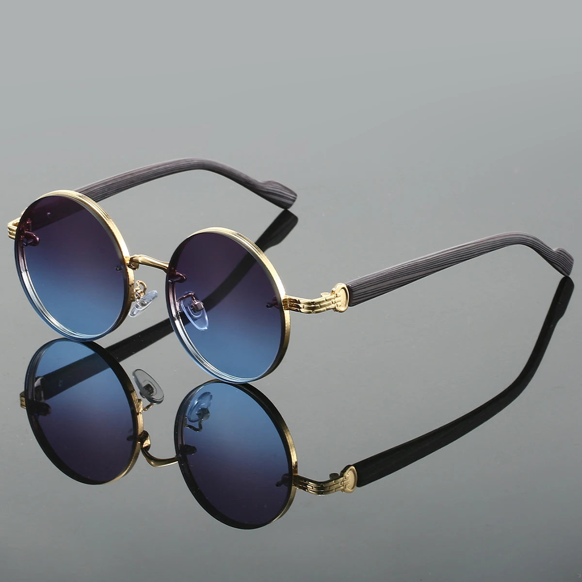 Matte black circular frame sunglasses UV400 lenses retro minimalist round silhouette for trendsetters