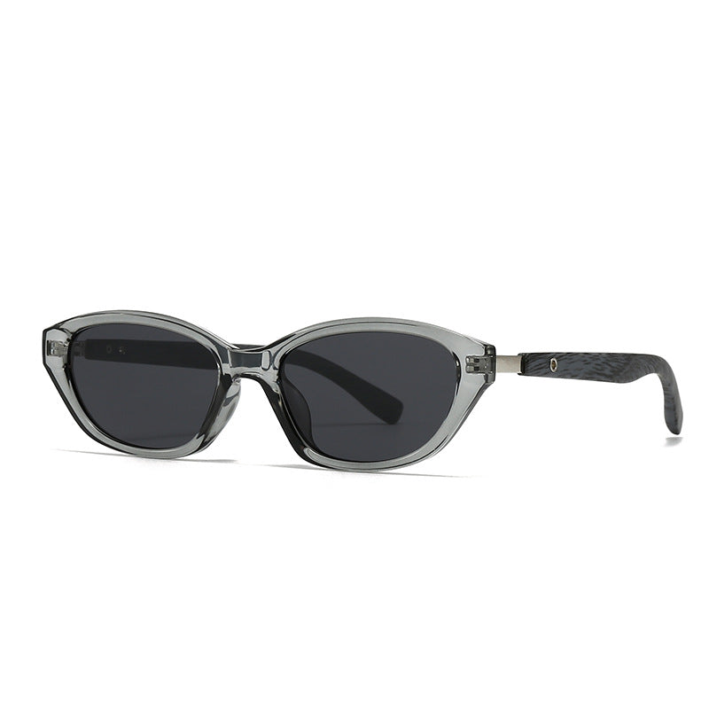 Black matte cat-eye sunglasses wood-inspired arms UV protection retro-modern bold silhouette women