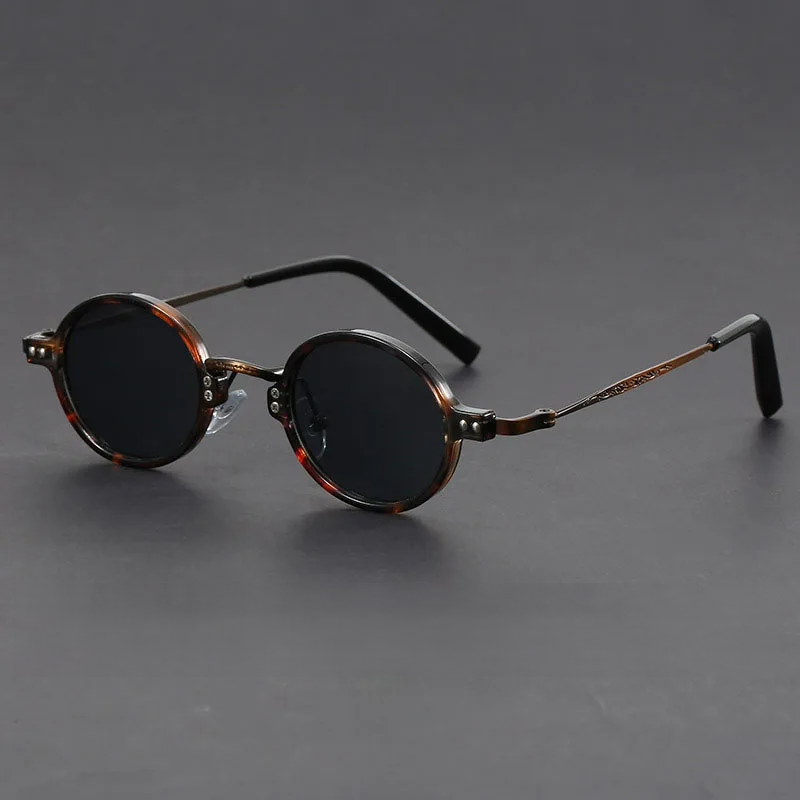 Retro round sunglasses mixed-material lightweight frames with comfortable nose pads for all-day wear