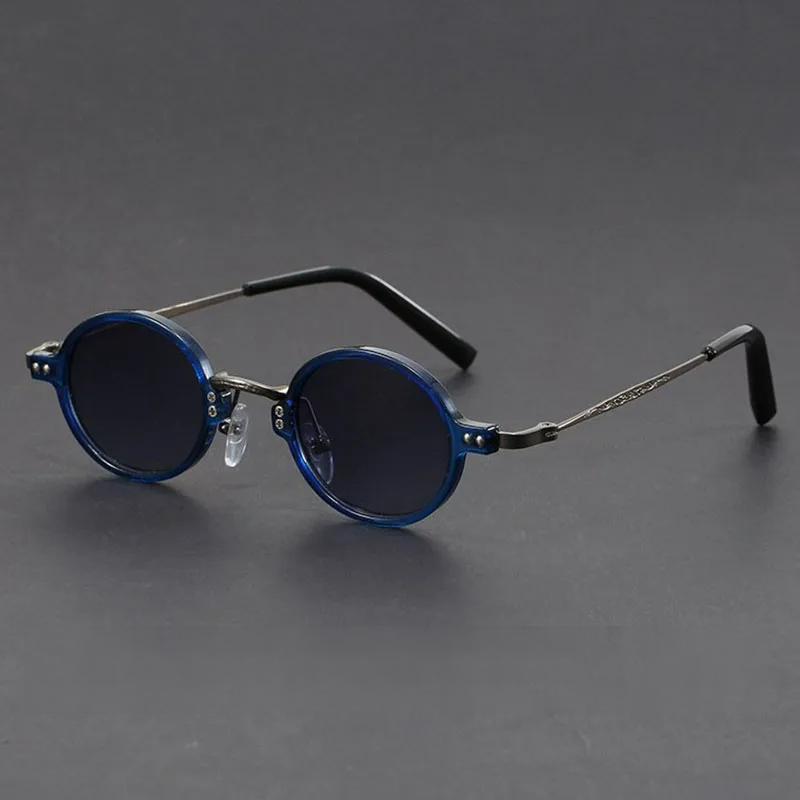 Lightweight retro round sunglasses mixed-material frame with comfortable nose pads in bold modern style