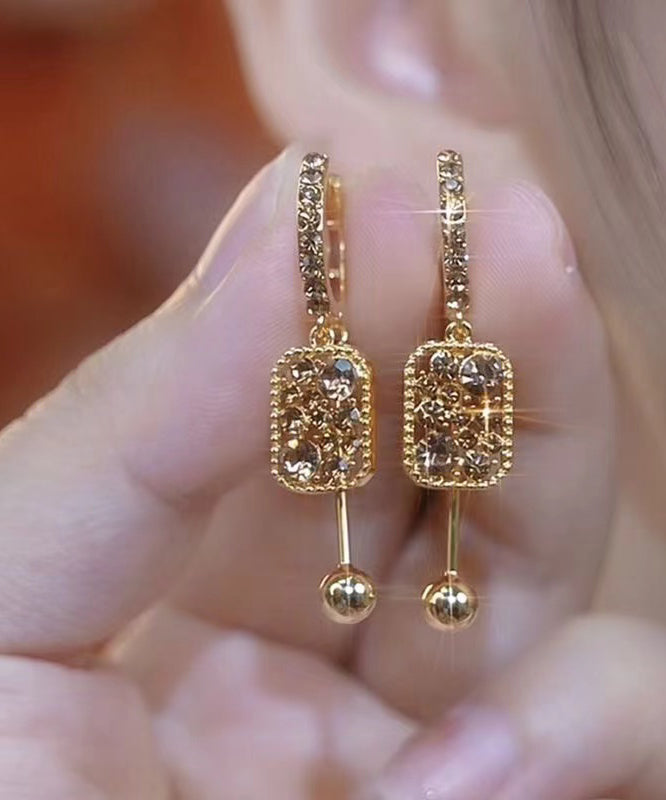 Boucles d'oreilles pendantes fantaisie en argent sterling et cristal de zircon surdoré - Urbann-Vibe