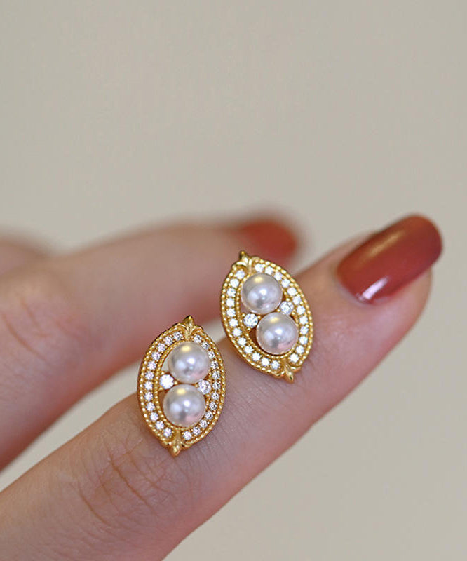 Boucles d'oreilles fantaisie en forme de goutte d'eau avec perles de zircon et cuivre doré - Urbann-Vibe