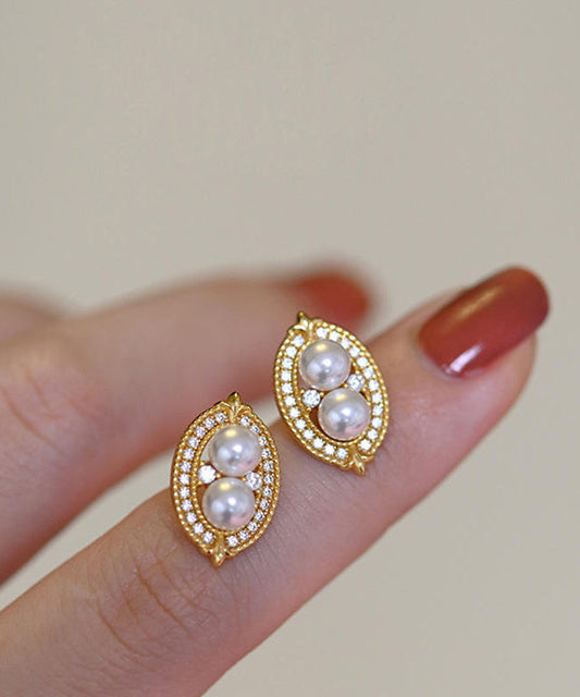 Boucles d'oreilles fantaisie en forme de goutte d'eau avec perles de zircon et cuivre doré - Urbann-Vibe