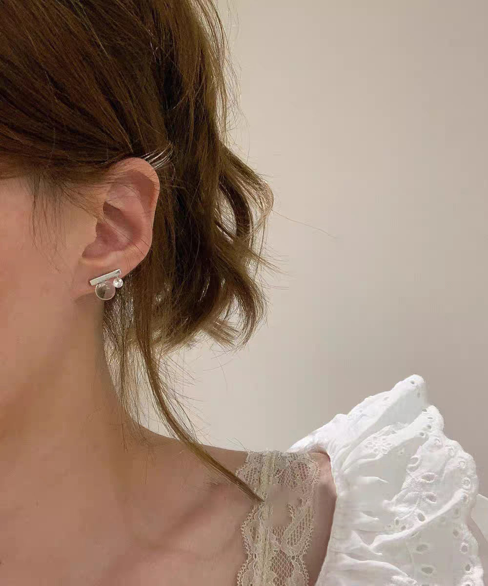 Boucles d'oreilles à tige fantaisie en alliage d'argent sterling et boule de cristal - Urbann-Vibe