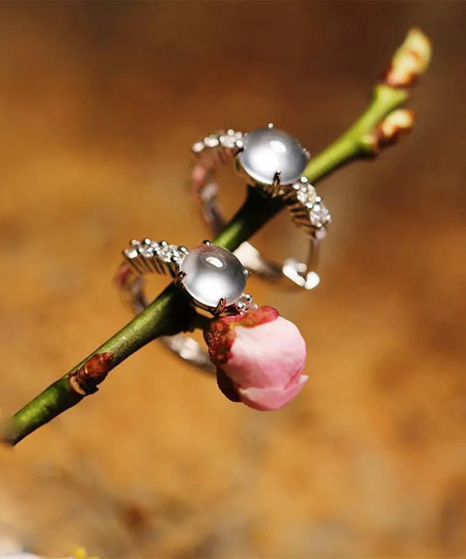 Boucles d'oreilles créoles fantaisie en argent sterling avec pierre œil de chat incrustée de soie - Urbann-Vibe