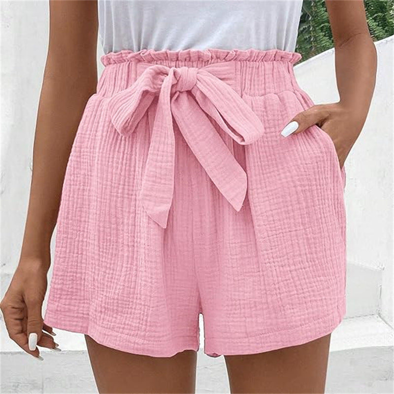 Women's high-waisted lightweight shorts breathable fabric flattering summer beach silhouette