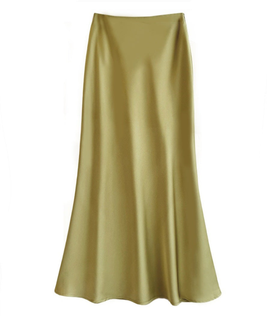 Beatrix women's ivory silk maxi skirt with tailored waist and flattering draped silhouette