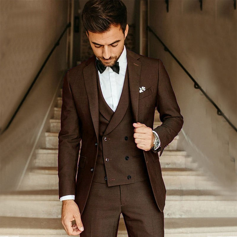 Men's 3-piece lightweight suit set blazer vest trousers classic business summer style