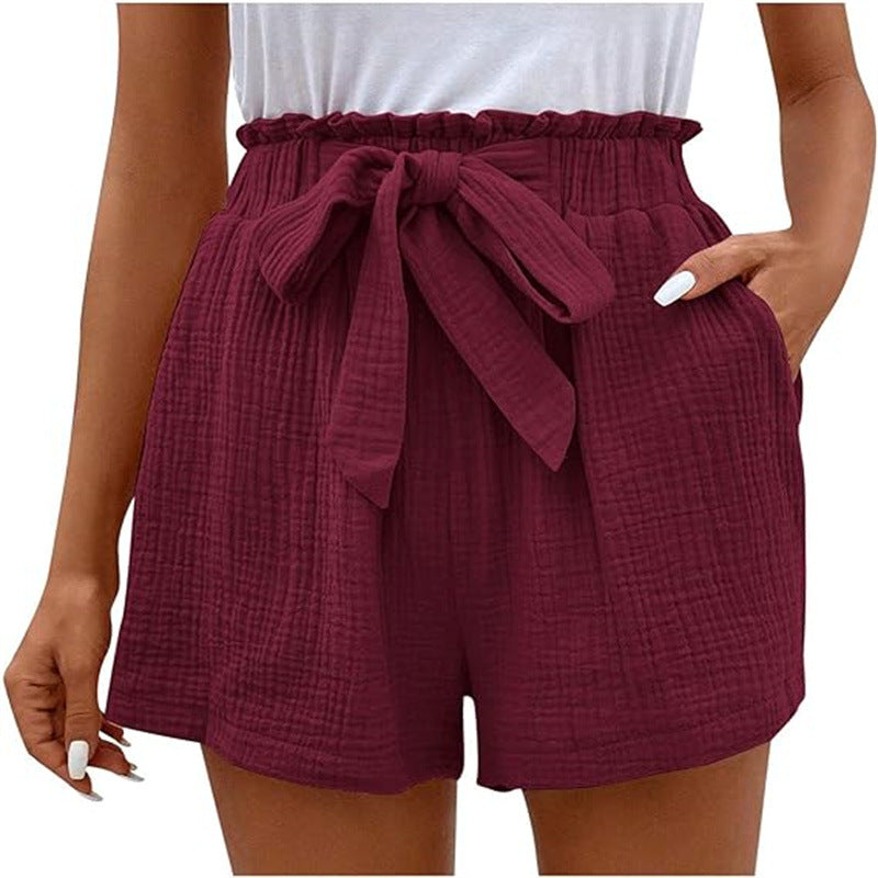Women's high-waisted lightweight shorts breathable fabric flattering silhouette ideal for summer beach days
