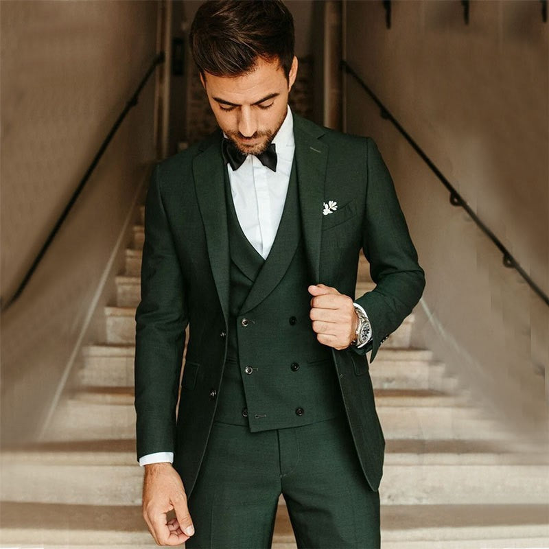 Men's 3-piece lightweight suit set blazer vest trousers classic business summer elegant slim fit