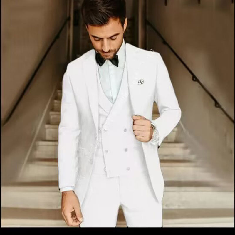 Men's 3-piece lightweight suit set blazer vest trousers classic business summer elegant slim fit