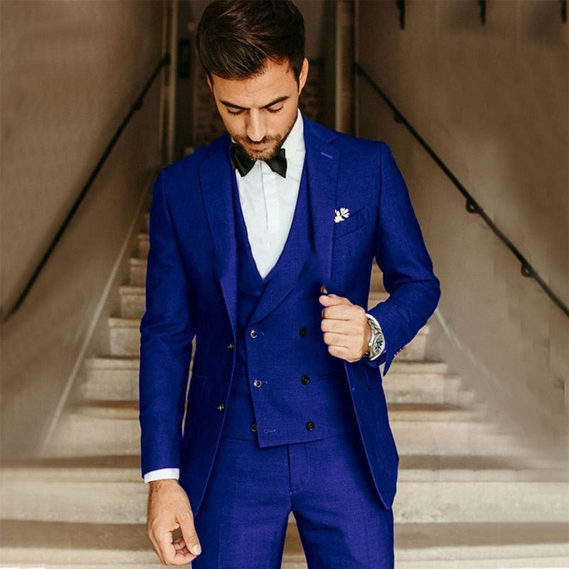 Men's 3-piece lightweight suit set blazer vest trousers classic slim fit for business summer elegance