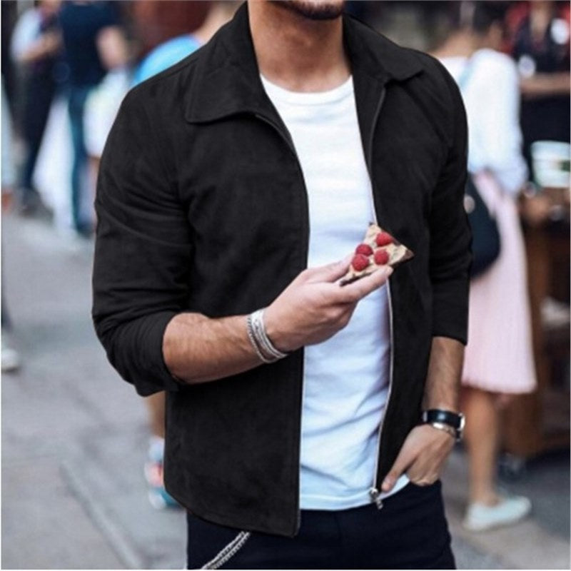 Men's zip-up jacket regular fit full-length zipper versatile layer for casual or semi-formal all-season wear